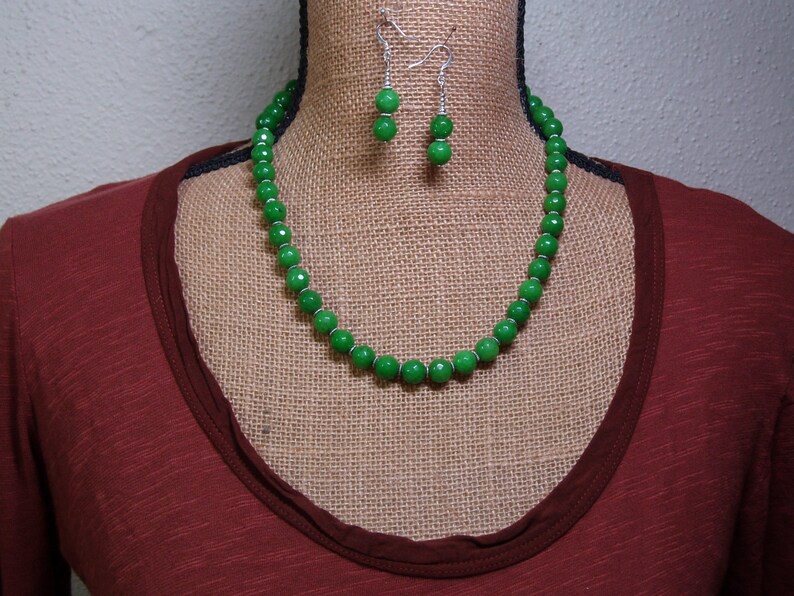 Faceted Arizona Green Peridot Real Earth Mined Gemstone 925 Silver Necklace and Earrings image 1