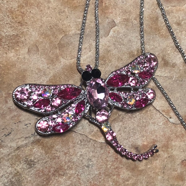 Pink Sapphire Dragonfly Pendant Necklace or just Pendant