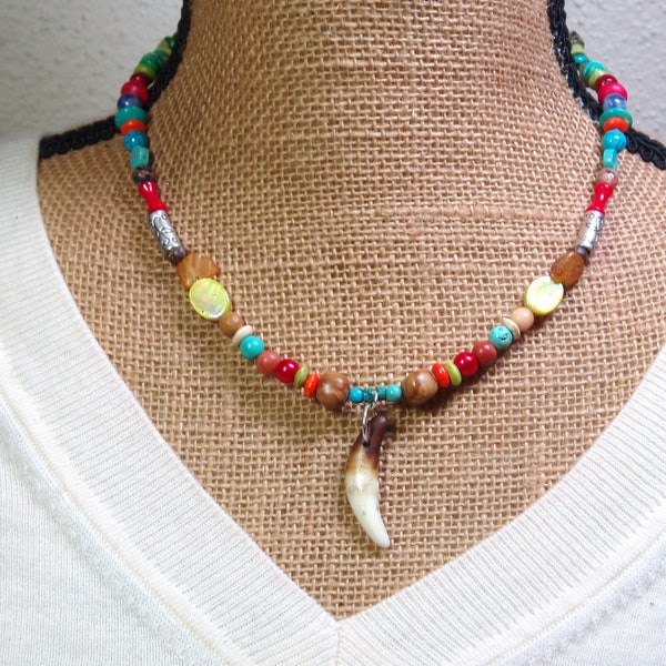 Echte Alaskan Timber Wolf Tooth, 925 Edelsteen ketting