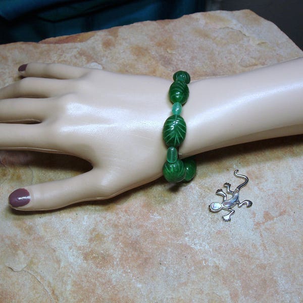 Real 96 Carats of Earth Mined Green Emerald Gemstone, 925 Silver Bracelet