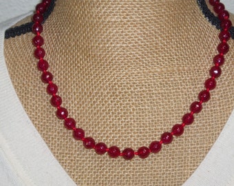 238.00 Carats of Rich Red Montana Corundum Hand Knotted Ruby 925 Silver Necklace