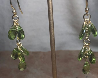 Peridot Gemstone Cluster Earrings