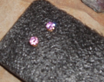 6mm, 2.5 Carats Pink Sapphire Gemstones, 18K Gold Filled Stud Earrings