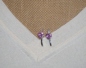 20.00 Carats of  Pink Sapphire Heart Cut  Clear Sapphire Accents Gemstones, 925 Silver Leverback Earrings