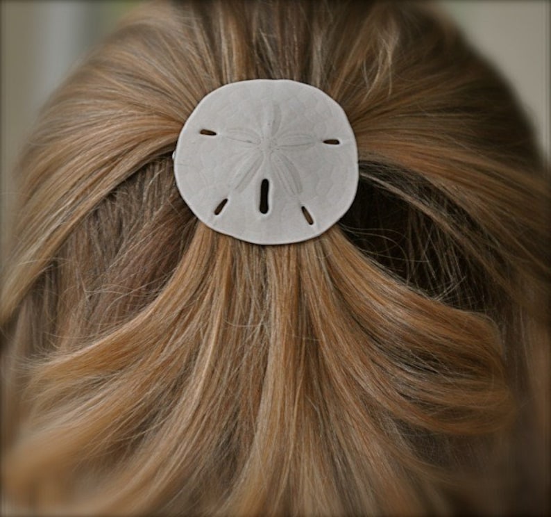 Sand Dollar Hair Barrette, Beach Wedding, Sand Dollar, Mermaid Hair, Nautical Wedding, Beach Bridal, Summer Hair Clip,Gifts for beach lovers image 1