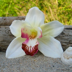 Orchid Flower Hair Clip,Weddings, Beach Destination Weddings, White Orchid,Vacations,Tropical Flowers,Hawaiian,Paradise, Floral Hair Clip,