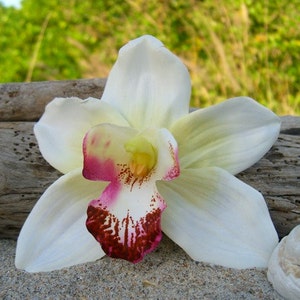 Orchid Flower Hair Clip,Weddings, Beach Destination Weddings, White Orchid,Vacations,Tropical Flowers,Hawaiian,Paradise, Floral Hair Clip, image 2