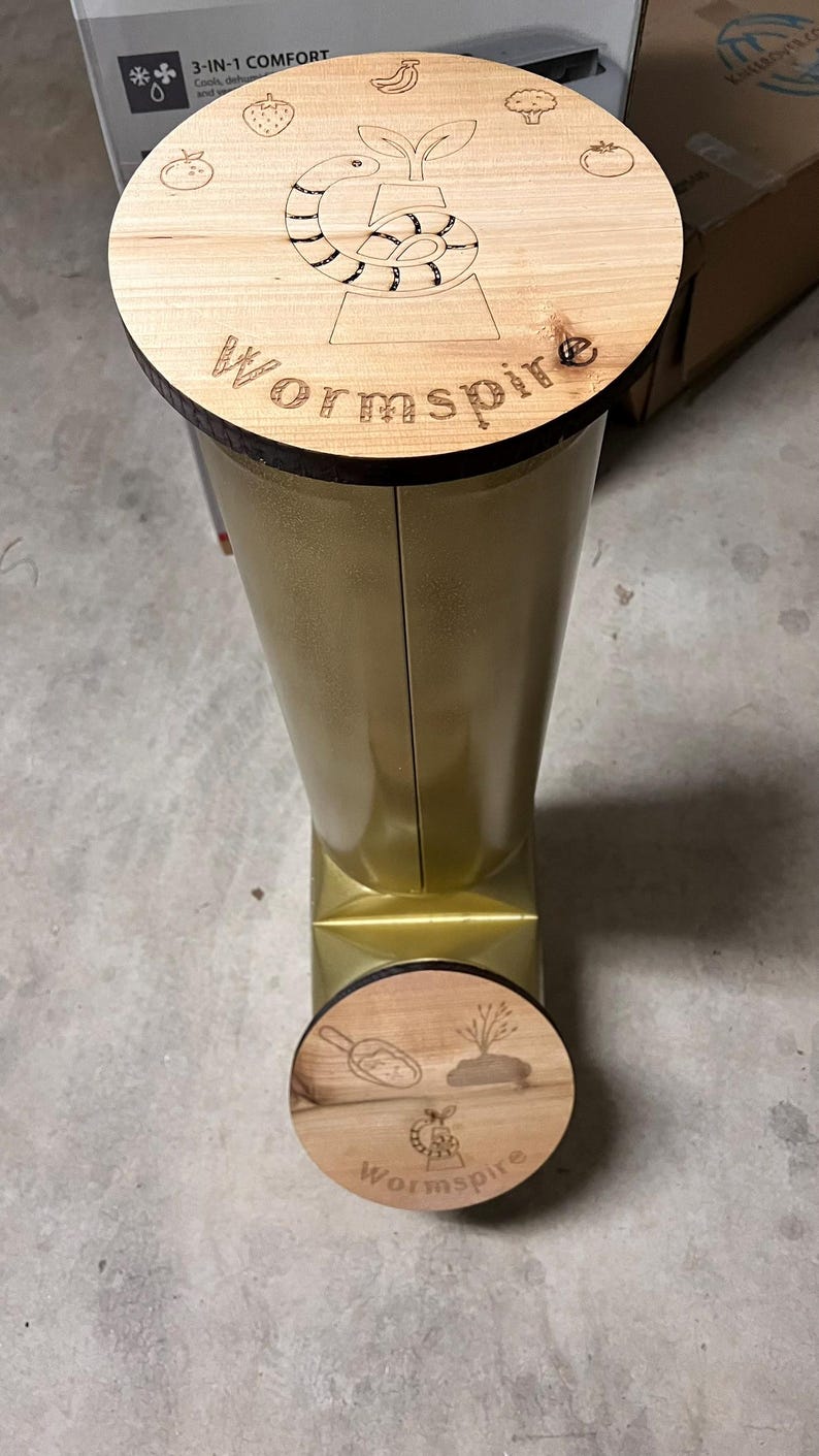 Hammered Gold Worm Compost Tower - Wormspire™ - Easiest Way to Compost ...