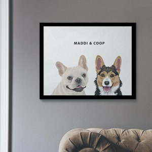 Custom Framed Minimalist Dog Portrait, Hand Drawn Digital Art, Personalized Modern Pet Art, Unique gift for pet lover