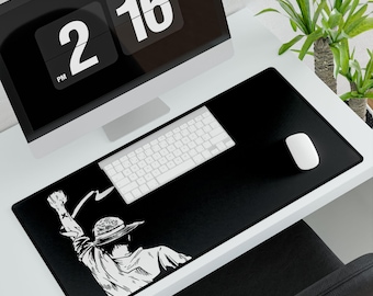Custom Luffy One Piece Minimal Black Desk Mat Unofficial Playmat