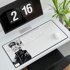 Custom Law and Chopper One Piece Minimal White Desk Mat Unofficial Playmat