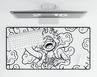 Custom Luffy One Piece White Desk Mat Unofficial Playmat