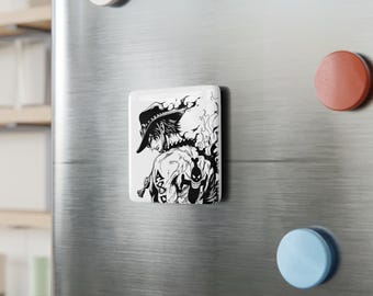 Custom Ace One Piece Unofficial Magnet Square White