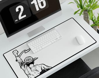 Custom Luffy One Piece Minimal White Desk Mat Unofficial Playmat