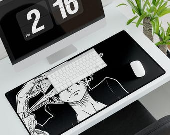 Custom Luffy One Piece Minimal Black Desk Mat Unofficial Playmat