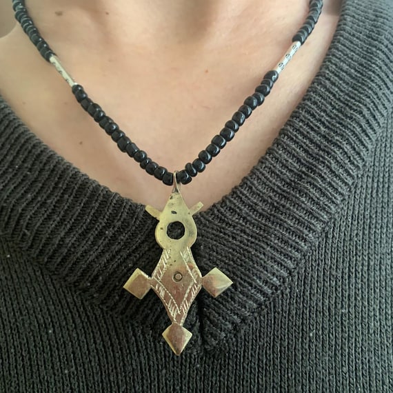 Small Handmade Tuareg Cross Necklace: Berber Pendant ,lightweight