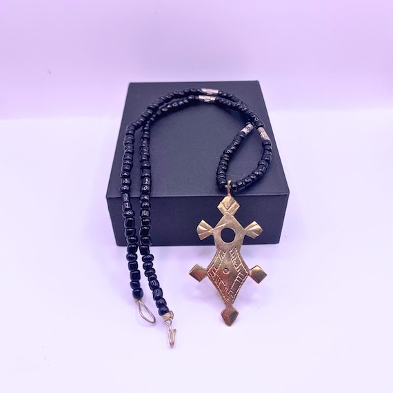 Small Handmade Moroccan Tuareg Cross Necklace, African Berber