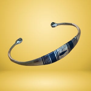 Handmade Tuareg Berber engraved metal Cuff: Ethnic Tribal Bangle