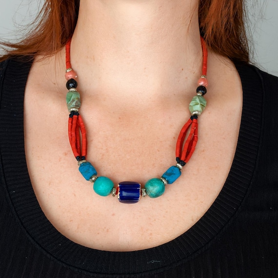 Collier Ancien Style Oriental Berbère - Bijou Fantaisie Vintage, Occasion, Origine France