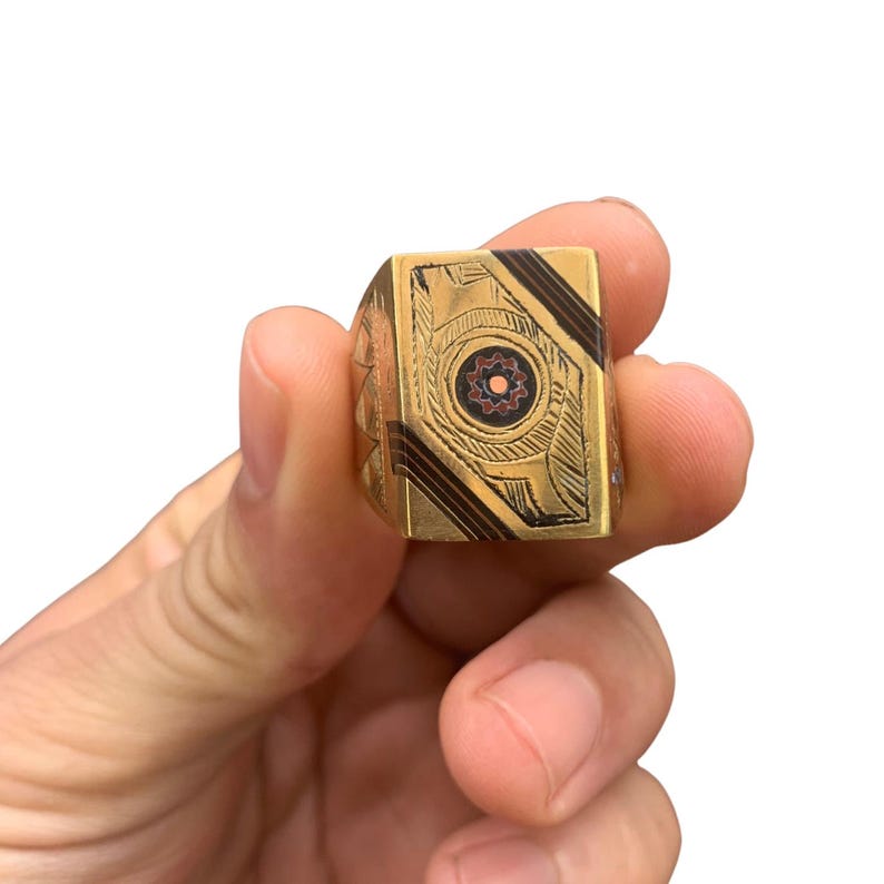 Royal Vintage Moroccan Berber Brass Ring, Handmade Tuareg Tribal Ebony ...