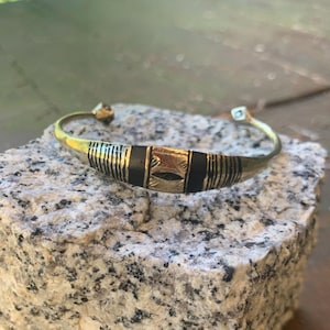 Handmade Berber Brass Cuff: Ethnic Tribal Bracelet, Boho Jewelry