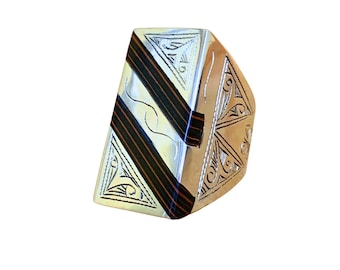 Großer Ebenholz Ring, Berber Ring, Ebenholz Ring, Ebenholz Ring Handarbeit, silberfarben, Größe 36 cm