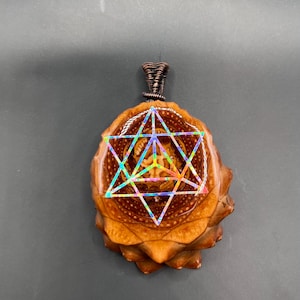 Natural Pinecone Pendant Necklace, Wire Wrapped Pinecone Pendant, Festival, Nature Jewelry, Sacred Geometry, Merkaba Pendant, KoneKnobbler