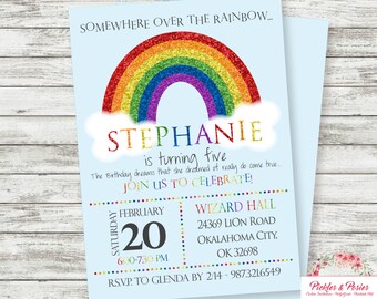 Rainbow Birthday Invitation - Rainbow Party Invitation - Rainbow Birthday Supplies - Printable - Digital File - PRINT THEM YOURSELF!