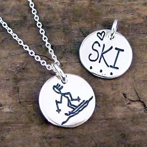 Ski jewelry | downhill skiing necklace | gift for skiers or ski instructors sterling silver handmade jewelry hand made in michigan by hanni