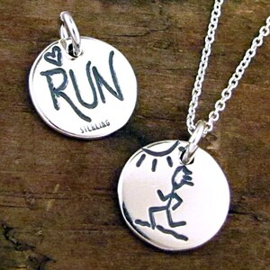 Run necklace | running jewelry | marathon charm necklace sterling silver jewelry for runners jogger running man jewelry hand made by hanni