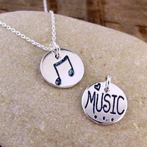 Music note charm necklace | silver music charm | gift for music teacher sterling silver jewelry by hanni