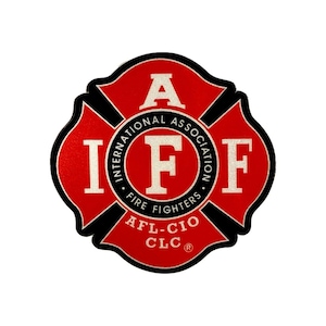 Adesivo per finestrino riflettente rosso IAFF Union 3 m in vinile da 3,5" per pompieri, prodotto negli Stati Uniti
