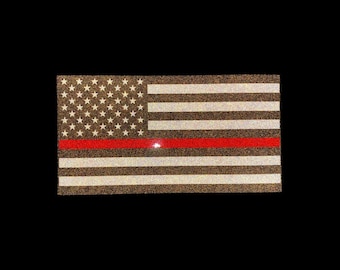 Firefighter Reflective Red Line Flag Stickers, Subdued Window Decal