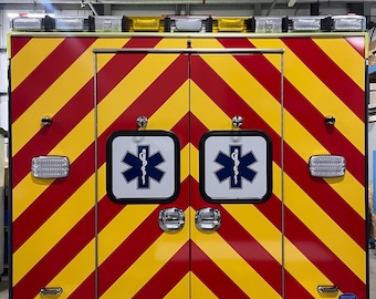 Ambulance Window Perf | Star of Life EMS Window Graphic | Custom Ambulance Window Decal | Emergency Vehicle Window Perf | EMS Graphic
