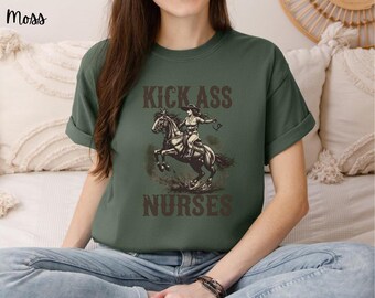 Western 'Kick Ass Nurses' T-shirt, Cowgirl Nurse Shirt, Trendy Nurse Tees, Gifts for Nurses, Nurse Appreciation Gift, Western Tee for Nurses