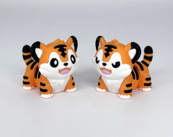 3D Printed Articulated Tiger Figurine: Poseable Fidget Toy