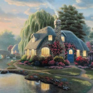 Cottage Pond Scene, Original Painting Poore&#39;s Pond by Richard Burns, Acrylic on Linen. 18 x 24.