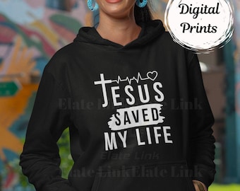 Jesús me salvó la vida, diseño cristiano, PNG (descarga instantánea)