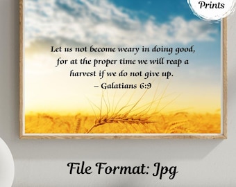 Gálatas 6:9 - Versículo bíblico para pared - No os canséis - Impresión con la Escritura (Descarga digital)