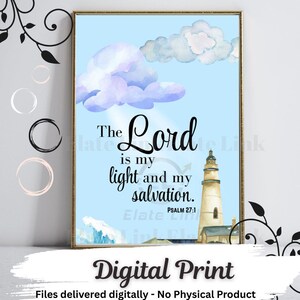 Psalm 27:1 Scripture Art, Christian Home Decor (Digital Download)