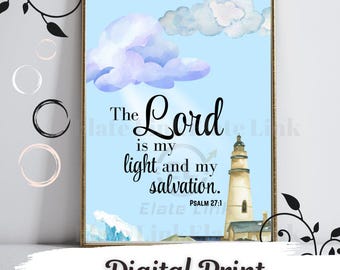 Salmo 27:1 Arte bíblico, decoración cristiana para el hogar (descarga digital)