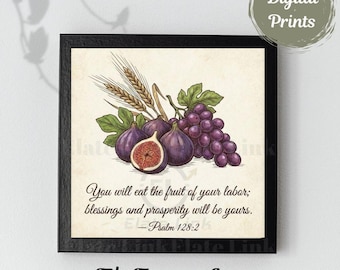 Salmo 128:2, Comerás del fruto de tu trabajo, Arte mural, (Descarga digital, JPG)