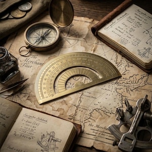 Massief messing gradenboogliniaal | Tekengereedschap met een halve cirkel van 100 mm | Vintage navigatieliniaal | EDC-tool voor mannen | Zwaar handelsvoorwerp