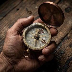 Fickkompass i vintagestil | Navigatorverktyg i antik guldfärg | Maritim upptäcktsresande i den gamla världen | Fungerande nautisk gåva | Steampunk EDC