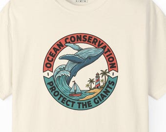 Ocean Conservation Whale T-Shirt: Schützen Sie Meeresriesen Baumwollgrafik-T-Shirt Geschenk