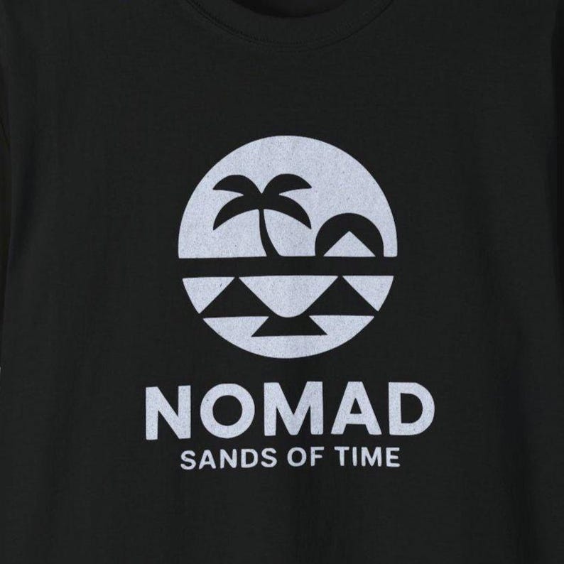 Nomad Sands of Time T-Shirt | Retro Script Desert Logo image 1
