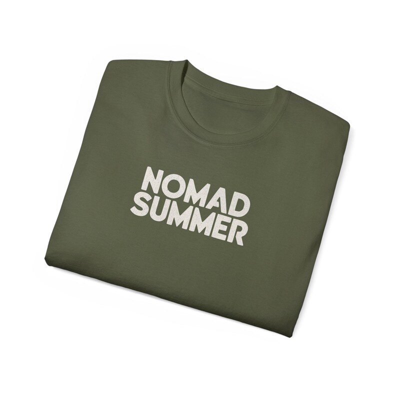 Nomad Summer T-Shirt | Travel Typography Tee, Minimal Black Graphic Shirt image 13