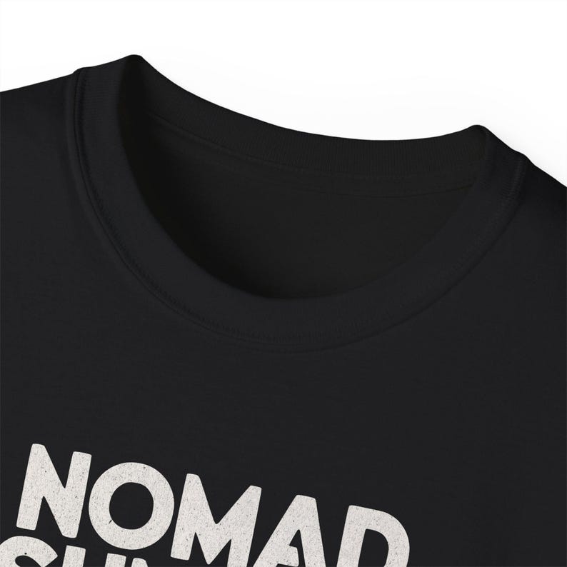 Nomad Summer T-Shirt | Travel Typography Tee, Minimal Black Graphic Shirt image 9