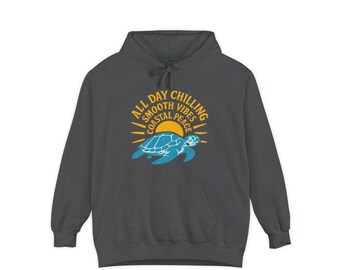 Chill Turtle Vibes Hoodie, Unisex Cotton-Blend Sweater, Beachwear