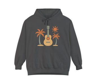 Tropica Summerl Guitar Hoodie: Garment-Dyed Beachwear, Music Festival Sweater